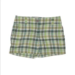 J.Crew City Fit Green Plaid Shorts, size 0